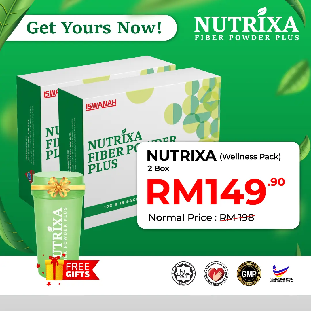2 Kotak Nutrixa Fiber + FREE 1 Shaker Nutrixa Fiber